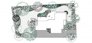 Egyszerű rajzon a kert tervei